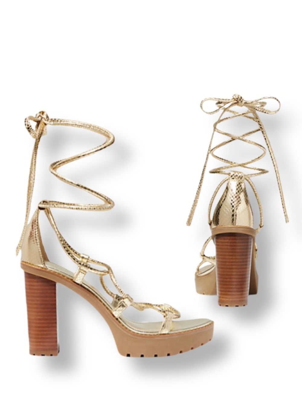 MICHAEL KORS VERO Metallic Snake Embossed Leather Platform Sandal